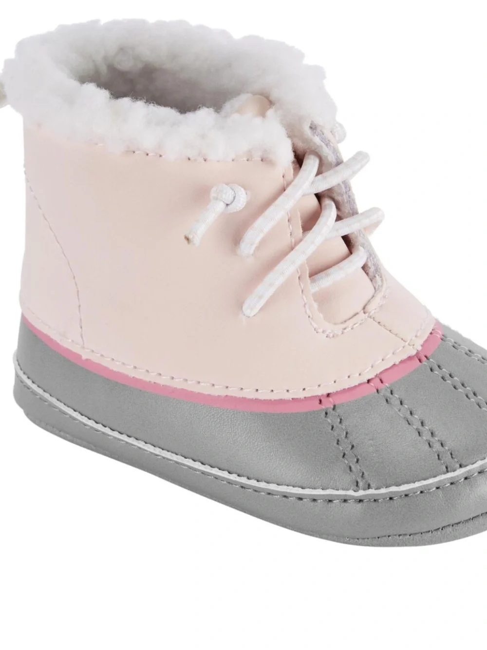 Carter's NEW BORN Pink and Gray Faux-Fur Lined Booties